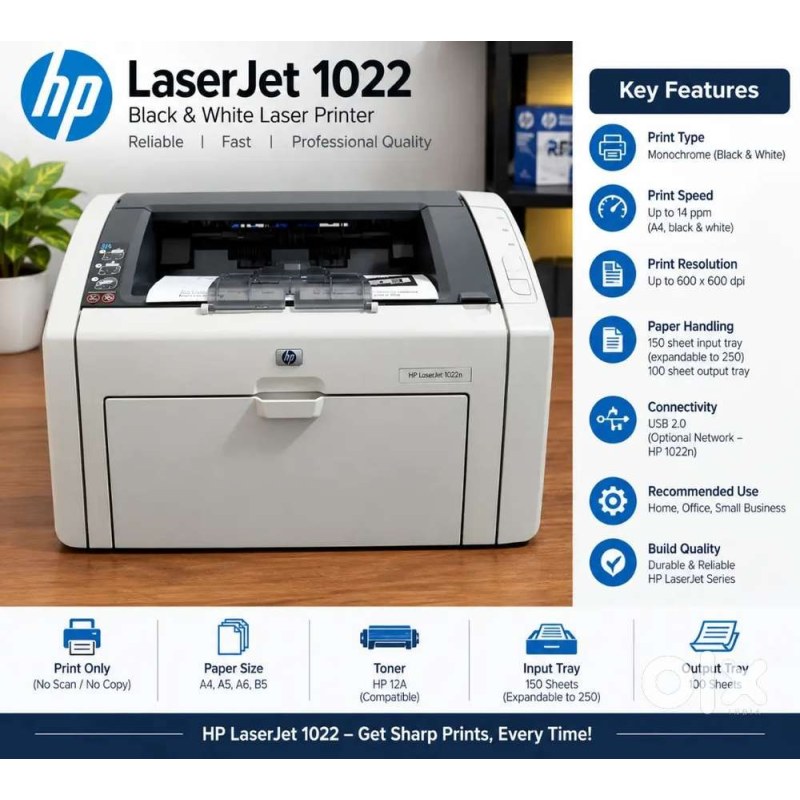 پرینتر استوک اچپی LaserJet P1022 | لیزری | ۲۵ صفحه | سیاهوسفید — تصویر 4