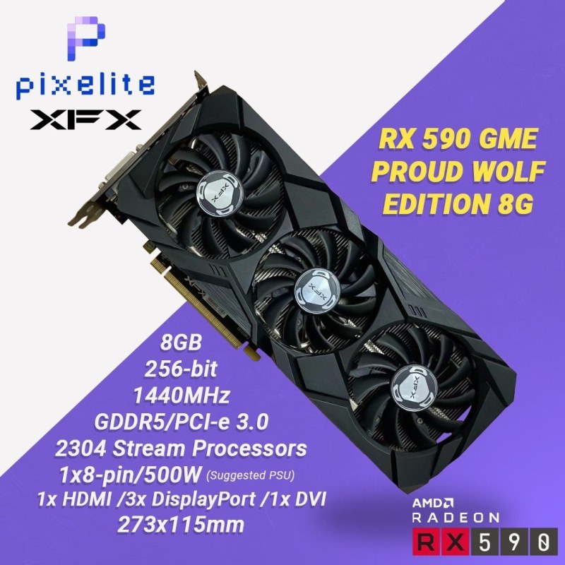کارت گرافیک ایکس اف ایکس مدل RX 590 GME حافظه 8 گیگابایت استوک — تصویر 4