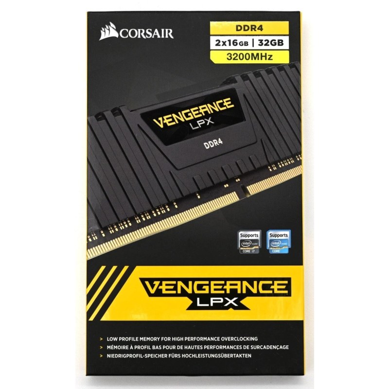 رم کامپیوتر کورسیر دو کاناله مدل Vengeance LPX فرکانس 3200 مگاهرتز DDR4 تایمینگ CL16 حافظه 32 گیگابایت — نمای اصلی